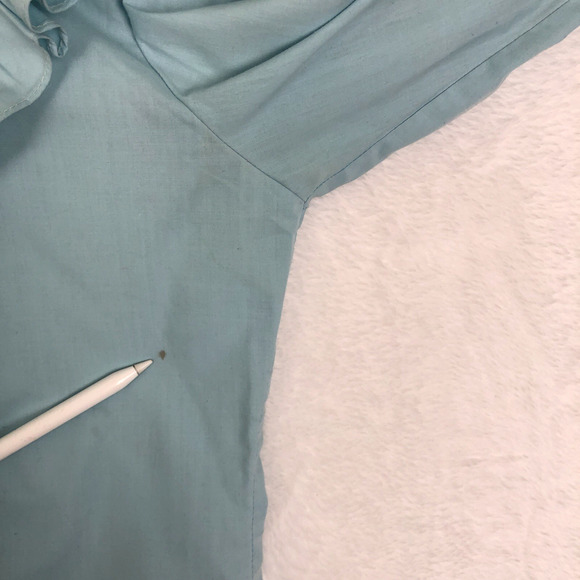 VTG CIRCLE T Western Ruffle Snap Shirt Sz 11 36" Bust Blue Long Puff Sleeve USA - Picture 8 of 9